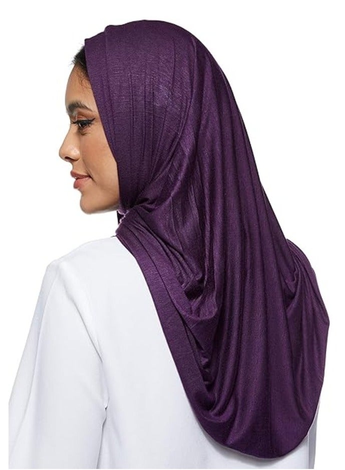 Dark Purple Jersey Stretch Shailah Hijab – Soft and Versatile Muslim Scarf and Shawl  - Image 2