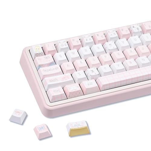COOMICKEY Cute Cream Keycap Set 145 Keys Cherry Profile Pink Keycaps PBT Custom Keycap for Mechanical Keyboard Compatible with ANSIISO Layout - Image 1