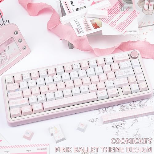 COOMICKEY Cute Cream Keycap Set 145 Keys Cherry Profile Pink Keycaps PBT Custom Keycap for Mechanical Keyboard Compatible with ANSIISO Layout - Image 3