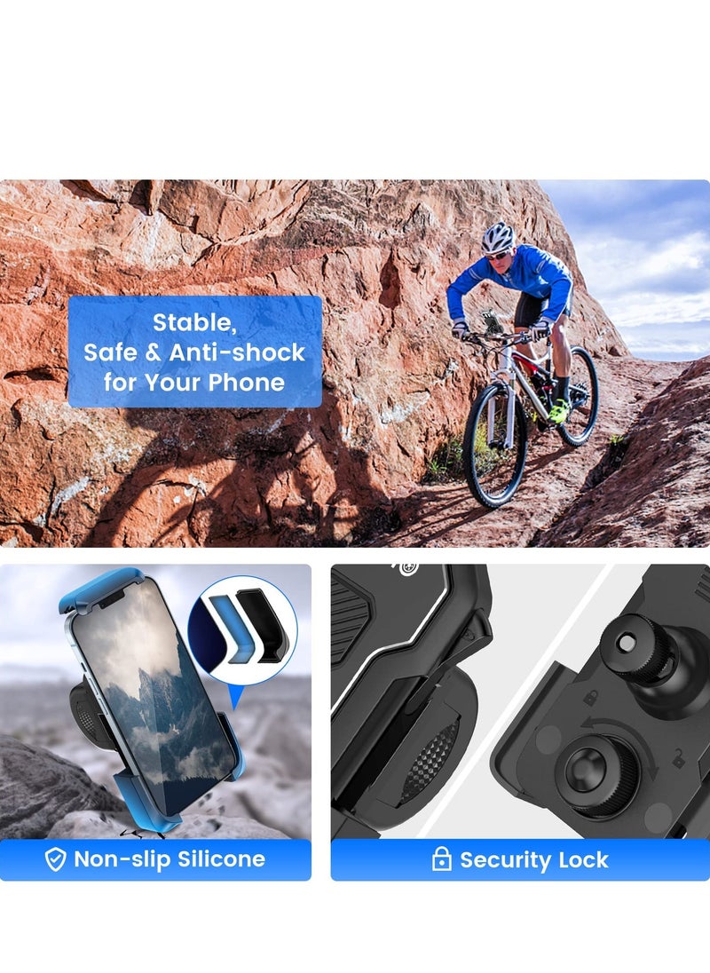 KASTWAVE - Bike Motorcycle Phone Mount Holder, for ATV/Bicycle/Stroller/Scooter with Security Lock, Non-Slip Anti-Shake Handlebar Clamp, Fit iPhone 13 Pro Max / 12 Pro Max / 11 / Cellphone 4.5 in-7in - Image 1