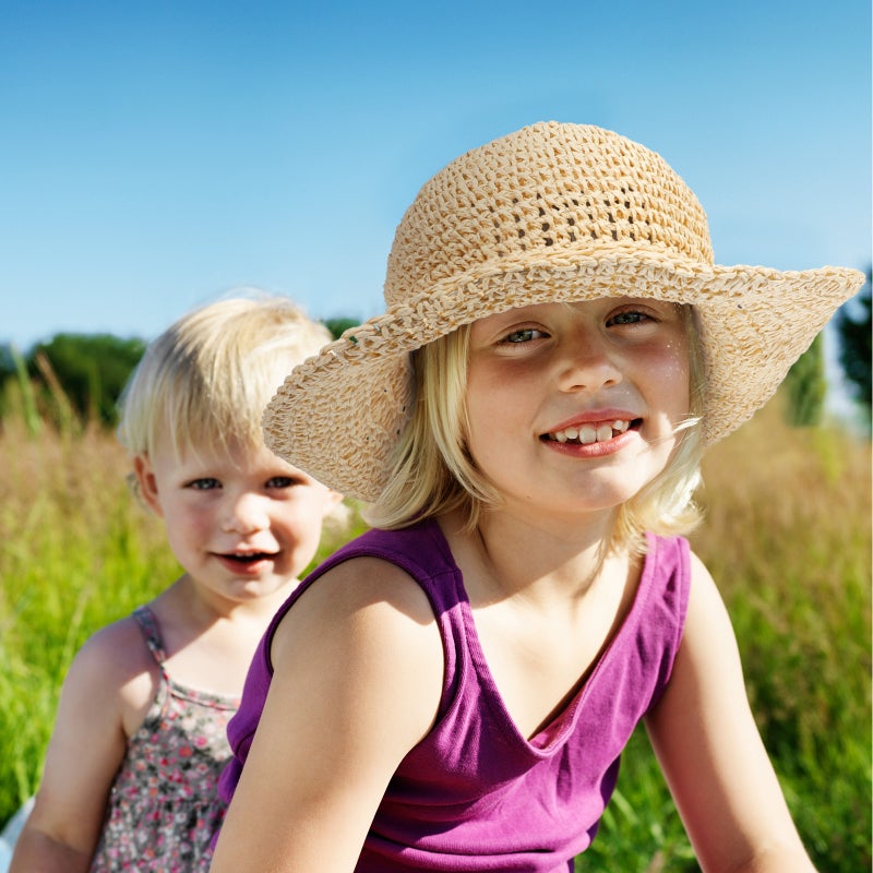 2pcs Unisex Cool Hat Beach Hat Protective for Children Kids (Beige) - Image 5