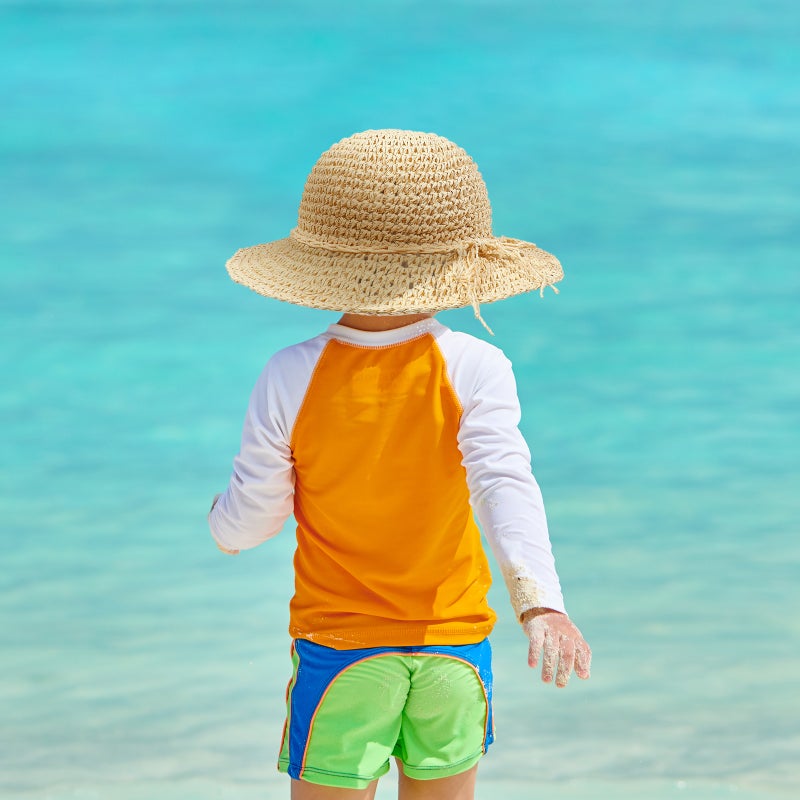 2pcs Unisex Cool Hat Beach Hat Protective for Children Kids (Beige) - Image 4