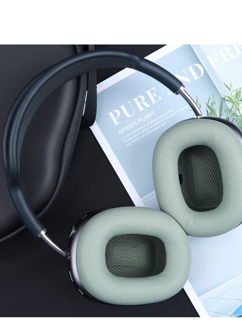 Loquat Ear Pads for AirPods Max Earmuffs Headband Ear Cups Replacement Sponge Cover Cloth Ear Cushion Cover Magnetic Headphone Accessories with Knitted Mesh Memory Foam Green - Image 4