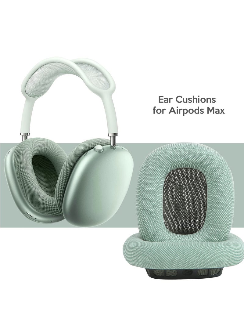 Loquat Ear Pads for AirPods Max Earmuffs Headband Ear Cups Replacement Sponge Cover Cloth Ear Cushion Cover Magnetic Headphone Accessories with Knitted Mesh Memory Foam Green - Image 2
