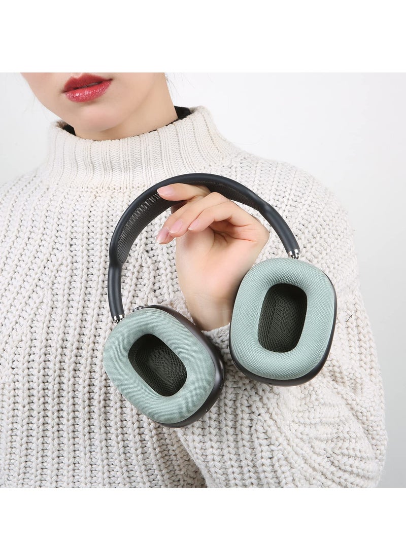 Loquat Ear Pads for AirPods Max Earmuffs Headband Ear Cups Replacement Sponge Cover Cloth Ear Cushion Cover Magnetic Headphone Accessories with Knitted Mesh Memory Foam Green - Image 3