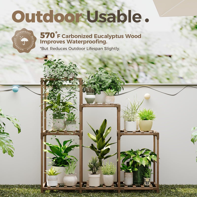 Bamworld Plant Stand Indoor Wood Plant Shelf Outdoor Tiered Plant Rack for Multiple Plants Upgrade 3 Tiers 7 Potted Ladder Plant Holder Plant Table for Mulitiple Pots Boho Decor Home Decor for Window Balcony Living Room Gardening Gifts - Image 4