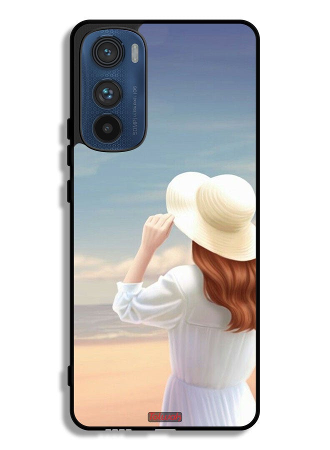 Tolwak Motorola Edge 30 Protective Case Cover Hat Girl Standing - Image 1