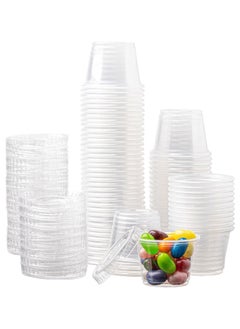 Generic clear jelly cups with plastic lid for seasoning and sauce, capacity 1 oz.100pcs  - Image 1