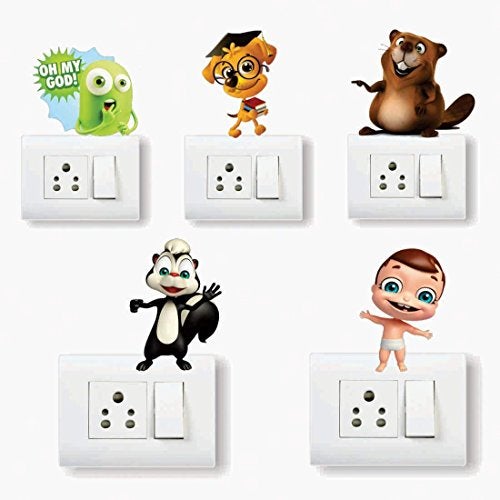 AH Decals Amazing Animated 3D Wall Switch Board Stickers for Living Bed Kids Room | (Set of 5) - Image 1