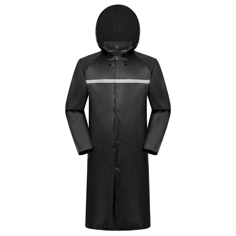 Yellow Long Rain Coat Reflective Strip For Commute Delivery Camping Outdoor Work - Image 1