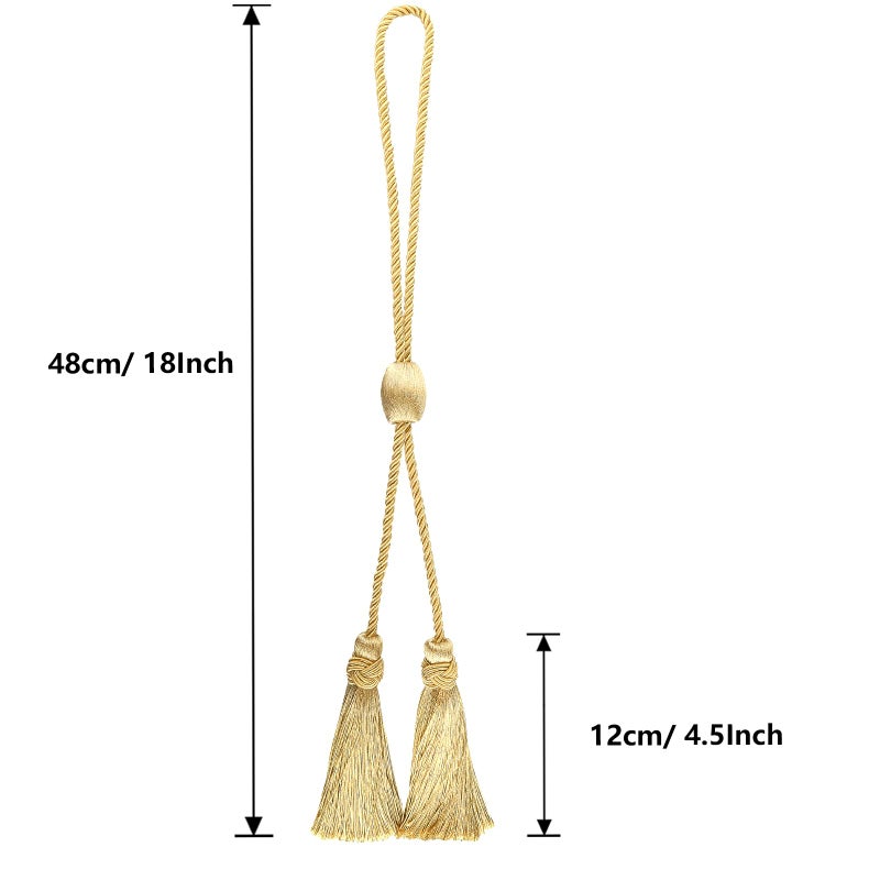 HedongHexi Gold Curtain Tiebacks with Tassel,Modern Rope Window Curtain Ties Backs for Draperies, Outdoor Elegant Decorative Curtain Holdbacks - Image 2