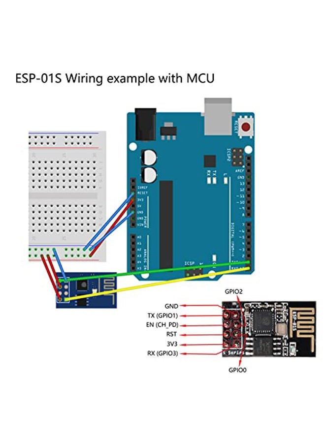 Wishiot ESP8266 ESP-01S WiFi Wireless Serial Transceiver Module 4MB Flash 3.3V Wi-Fi Module Compatible with Ar-duino IDE (5) - Image 5