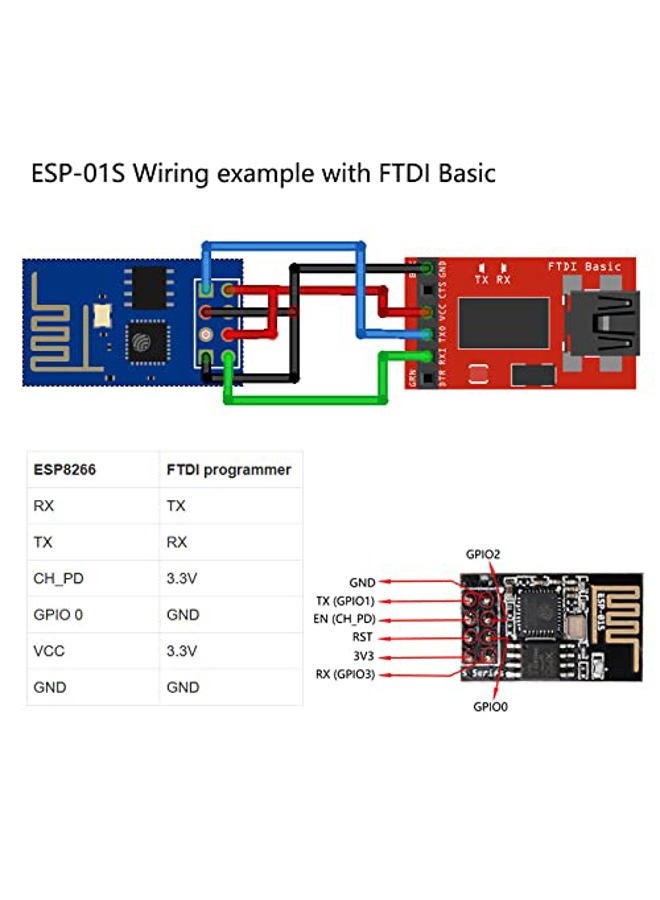 Wishiot ESP8266 ESP-01S WiFi Wireless Serial Transceiver Module 4MB Flash 3.3V Wi-Fi Module Compatible with Ar-duino IDE (5) - Image 4