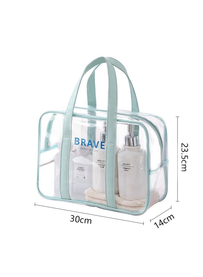 Generic PVC Transparent Waterproof Swimming Beach Bag Fitness Vacation Shoe Compartment Wet And Dry Separation Durable Sports Bag-Color:Medium Handbag Green  - Image 1