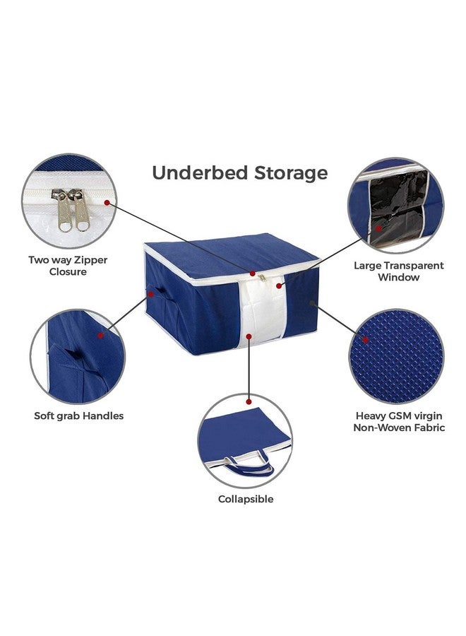 Kuber Industries Kuber Industries Underbed Storage Bag|Blanket Cover|Wardrobe Organizer For clothes|Comforter Cover (Navy Blue)  - Image 3