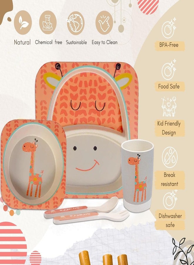 Tony Stark Bamboo Baby Feeding Set - 5-Piece Tableware for Toddlers, Kids & Babies Includes Plate, Bowl, Cup, Spoon, Fork - BPA-Free, Unbreakable Eco-Friendly |Organic & Natural (Giraffe) - Image 5
