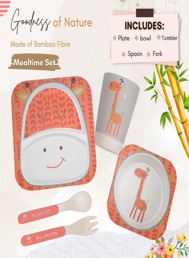 Tony Stark Bamboo Baby Feeding Set - 5-Piece Tableware for Toddlers, Kids & Babies Includes Plate, Bowl, Cup, Spoon, Fork - BPA-Free, Unbreakable Eco-Friendly |Organic & Natural (Giraffe) - Image 4