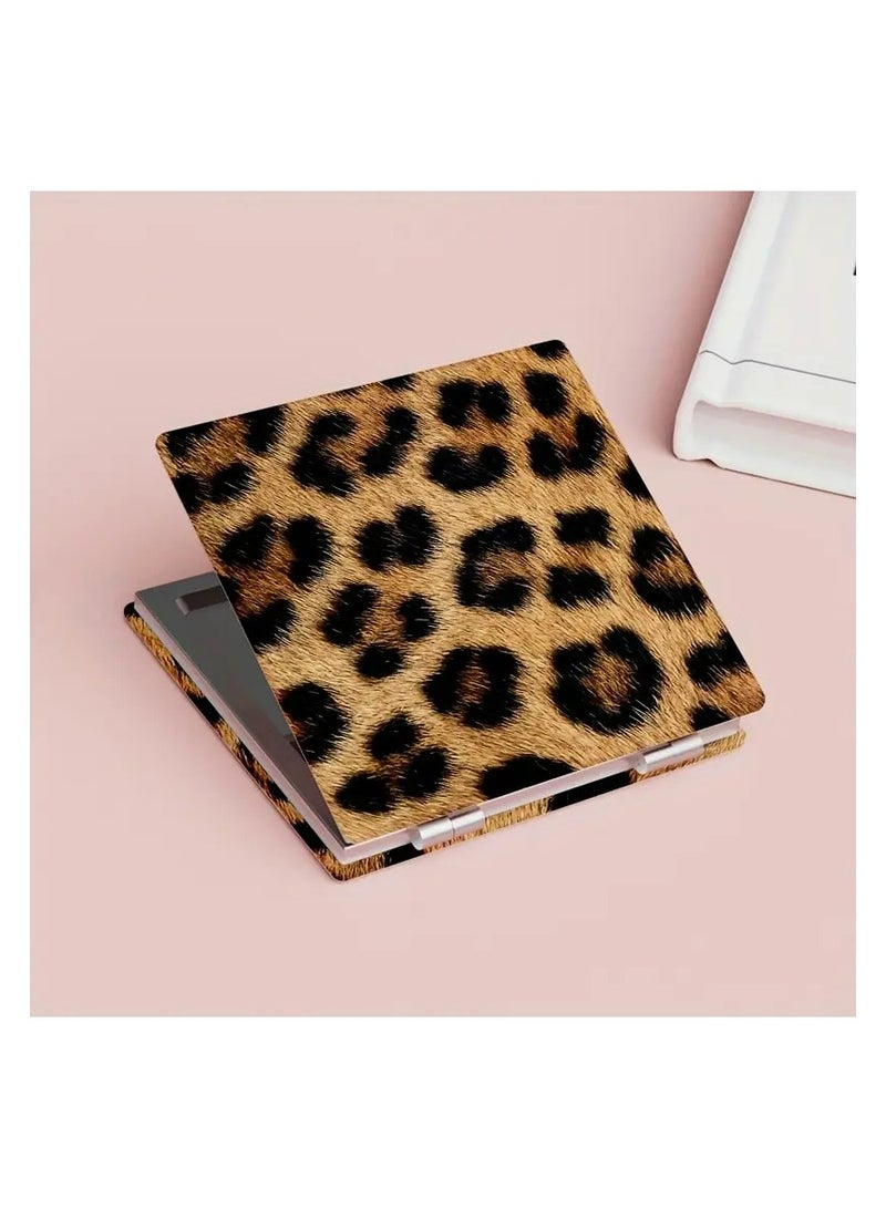 LANGMANNI Leopard Print Compact Folding Mirror - Double-Sided, Portable Makeup Mirror for Purses & Travel, No Battery Needed - Image 1