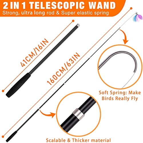 JXFUKAL 2025 Latest Cat Toys, 2 in 1 Spring Cat Wand Toy with 2PCS Ultra-Long Cat Teaser, 4PCS Spring Steel Wire & 5PCS Feather Refills for Kitty Kitten Indoor Cats Accessories - Image 2
