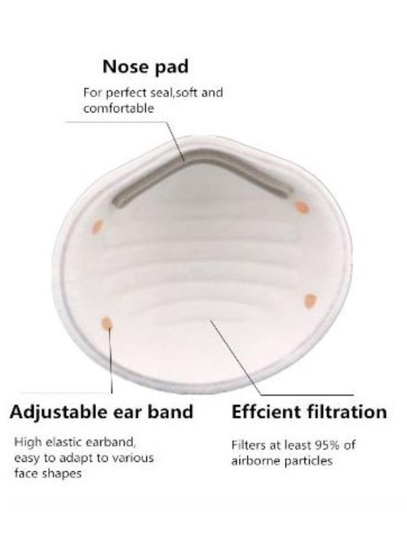Vitacelli 1-Piece 5 Layer FFP2 NR Protective Respirator Cup Mask WHITE Color - Image 3