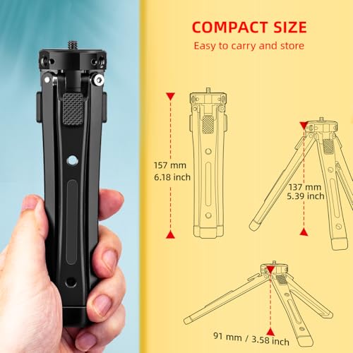 Zeadio Metal Camera Mini Tripod, Maxium Load: 40kg/88lb, Adjustable Heights Desktop Vlog Tripod Stand, Fits for Smooth 4, Osmo Mobile, Ronin-S, Vimble 2, Gimbal Handle Grip Stabilizer and All Cameras - Image 5