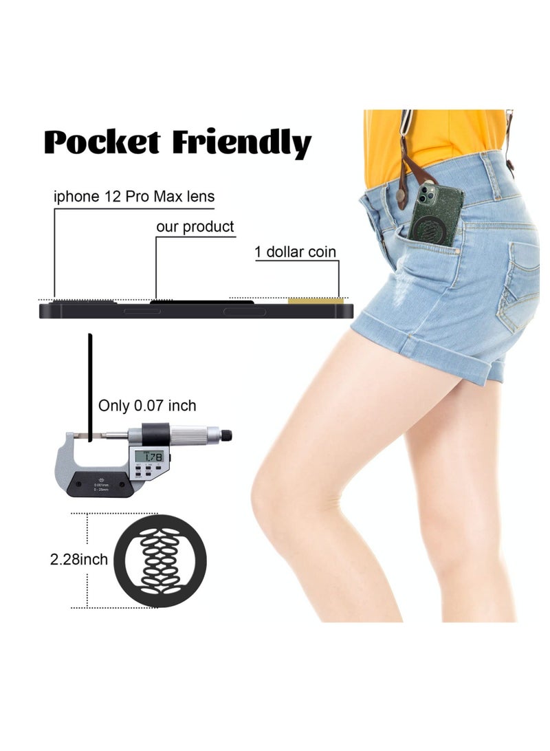 Phone Grip Strap Holder Elastic Silicone Cell Phone Gripper for Back of Phone Loop Finger Holder for Hand, Compatible with iPhone, Samsung, Android Smart Phone, 2pcs (Black/Grey)