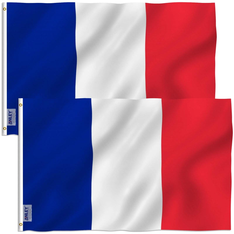 Anley Pack of 2 Fly Breeze 3x5 Foot France Flag Vivid Color and Fade proof Canvas Header and Double Stitched French National Flags Polyester with Brass Grommets 3 X 5 Ft - Image 2