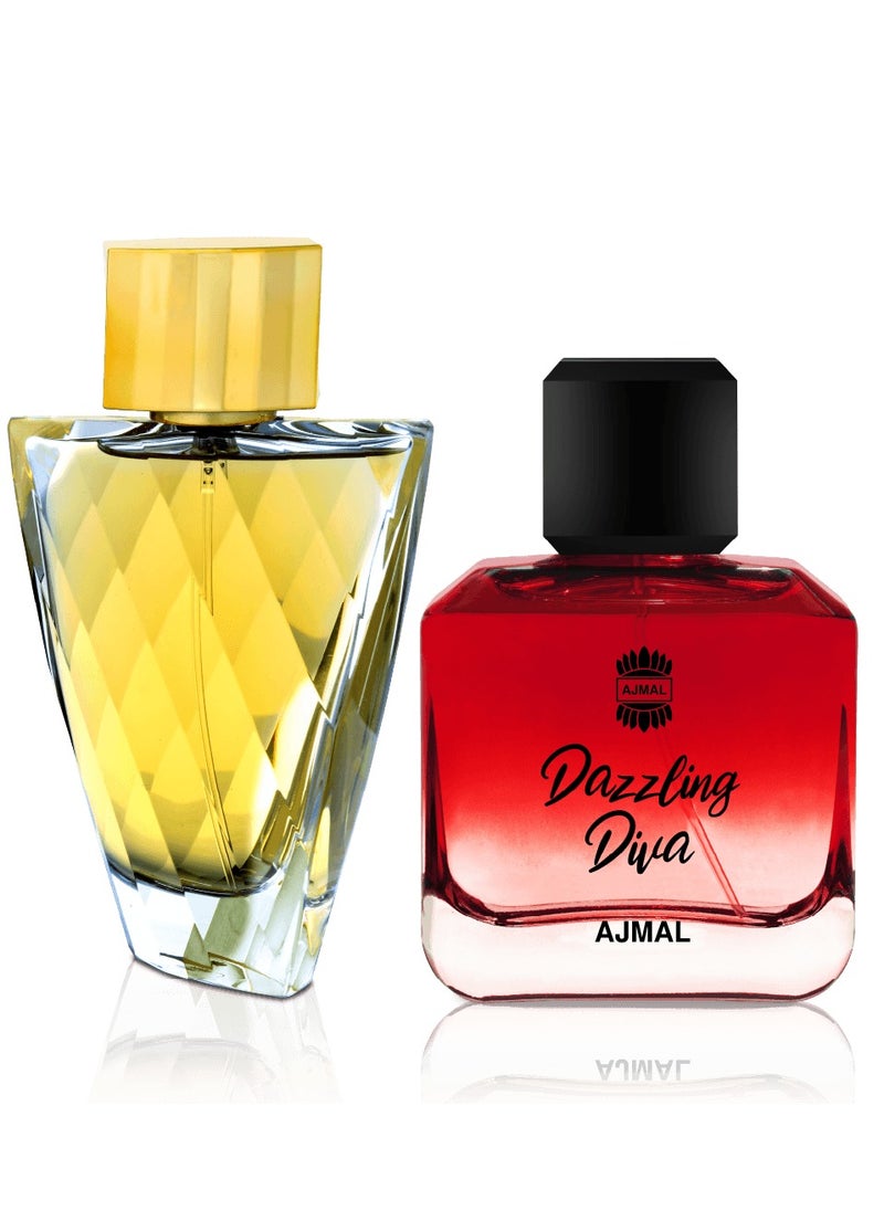Ajmal Fasety Her EDP 95ml & Dazzling Diva - Glamorous Women's Fragrance Set 