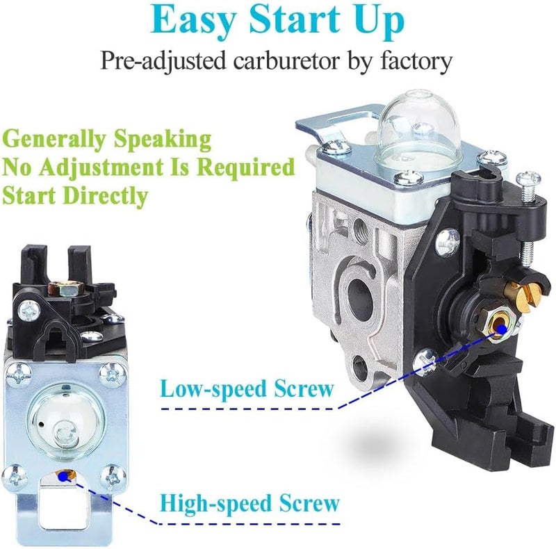 HOODELL Adjustable SRM225 Carburetor for Echo GT225 PE225 PAS-225 SHC-225 RB-K93 SRM-225 Weed Eater Parts Rebuild, Easy-Start Trimmer Edger Carb with Tune Up Kit Primer Bulb - Image 5