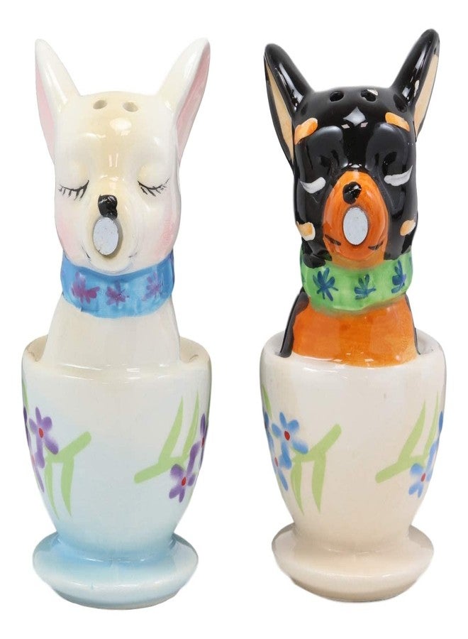 Ebros Gift Ebros Ceramic Teacup Black And White Taco Chihuahua Dogs Couple Kissing Salt And Pepper Shakers Figurine Set Teacups Pups Puppy Male Female Dog Decor Kitchen Dining Table Statue - Image 3