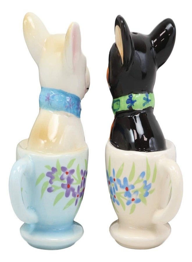 Ebros Gift Ebros Ceramic Teacup Black And White Taco Chihuahua Dogs Couple Kissing Salt And Pepper Shakers Figurine Set Teacups Pups Puppy Male Female Dog Decor Kitchen Dining Table Statue - Image 5
