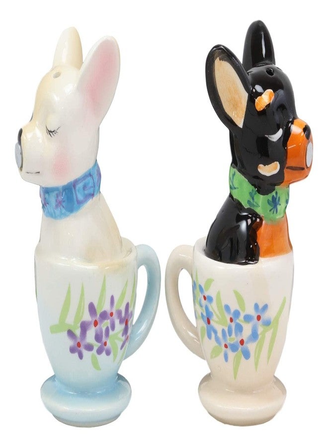 Ebros Gift Ebros Ceramic Teacup Black And White Taco Chihuahua Dogs Couple Kissing Salt And Pepper Shakers Figurine Set Teacups Pups Puppy Male Female Dog Decor Kitchen Dining Table Statue - Image 4