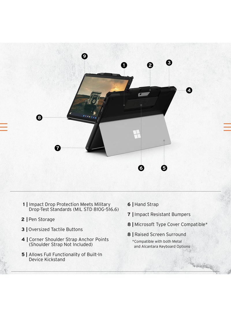 Urban Armor Gear URBAN ARMOR GEAR UAG Designed for Microsoft Surface Pro 11/10/9 Case with Kickstand Hand Strap & Pen Holder Compatible with Type Cover Keyboard Rugged Protective Cover Heavy Duty, Scout Black  - Image 2