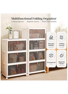 Chulovs Plastic Storage Bins with Lids, Stackable Storage Containers with Wheels, Folding Storage Boxes, Collapsible Storage Bins, Multi-Purpose Folding Storage Containers for Home and Office  - Image 5