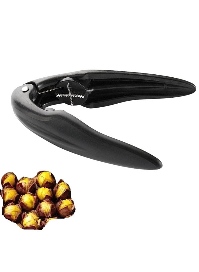 Chestnut Peeler Nutcracker, Black ABS & Stainless Steel Chestnut Cutter Kitchen Tool - Image 1