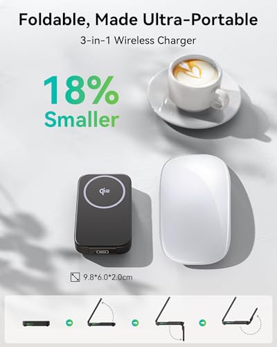 INIU 3 in 1 Wireless Charging Station, Qi2 Certified 15W Travel Charger for Apple Multiple Devices, Foldable Charger Stand for iPhone 17 16 15 14 13 12 Series Apple Watch AirPods (with Adapter) - Image 2