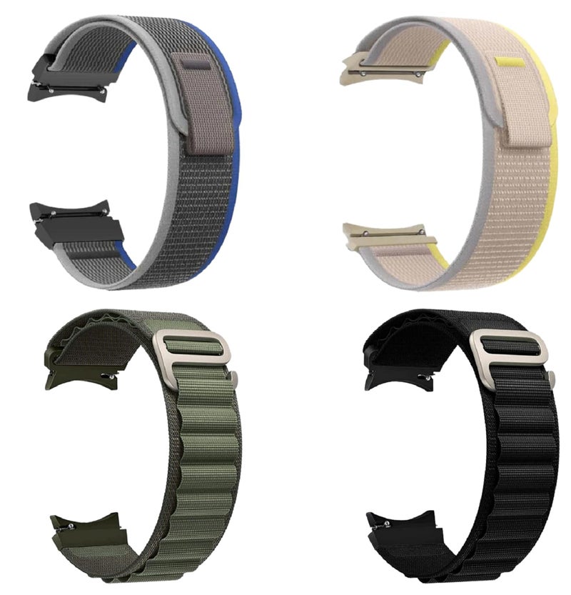 FOLX FAB77 Watch Straps/Bands Compatible With Samsung Galaxy Watch 5 Pro/Galaxy Watch 6/5/4 40mm 44mm/ Galaxy Watch 4 Classic 46mm [ COMBO OF 4 ] (BLUE/YELLOE/GREEN/BLACK) - Image 1