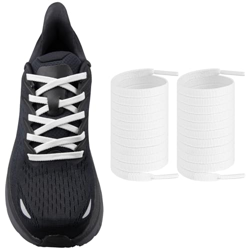 Endoto Shoe Laces for Hoka One CliftonBondiRinconSkyflow Running Sneakers Flat Shoelaces Replacement StringsColorWhiteSize50Inch - Image 1