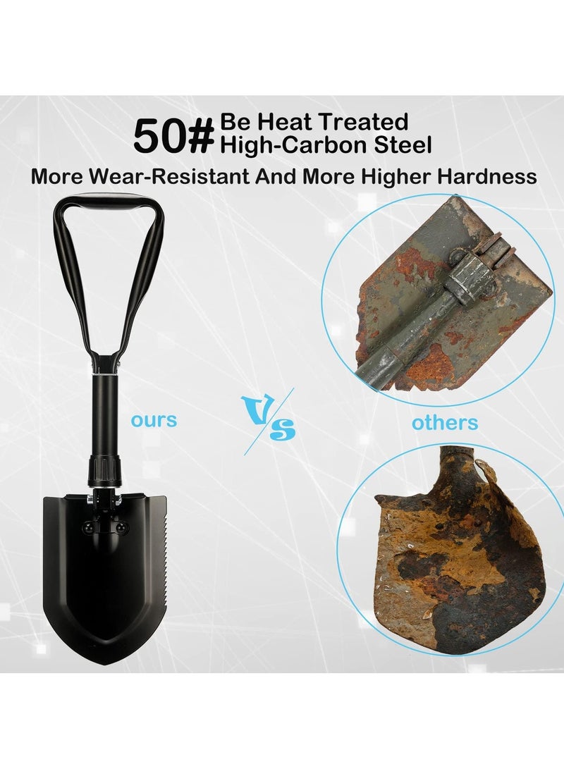 Folding Survival Shovel 23" – Heavy-Duty 50# High-Carbon Steel Entrenching Tool, Compact Multi-Functional Shovel for Camping, Gardening, Hiking, Car Emergency & Outdoor Survival – Perfect Gift for Men  - Image 2