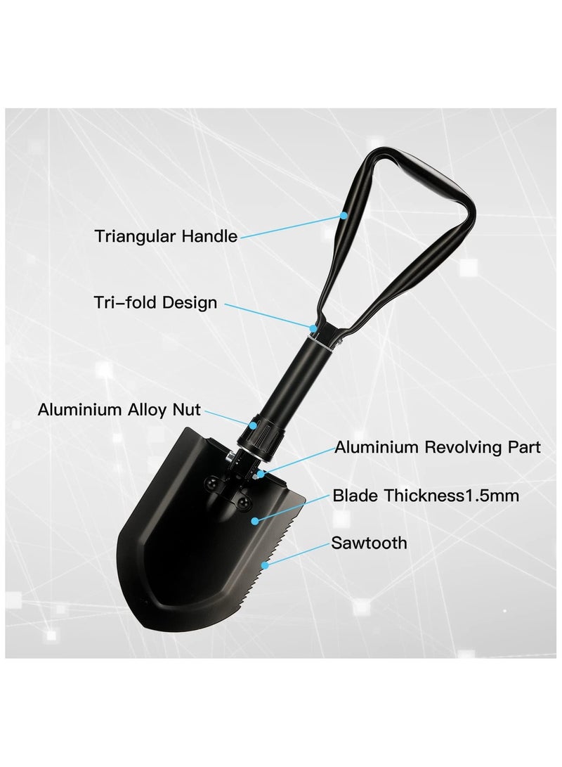 Folding Survival Shovel 23" – Heavy-Duty 50# High-Carbon Steel Entrenching Tool, Compact Multi-Functional Shovel for Camping, Gardening, Hiking, Car Emergency & Outdoor Survival – Perfect Gift for Men  - Image 4
