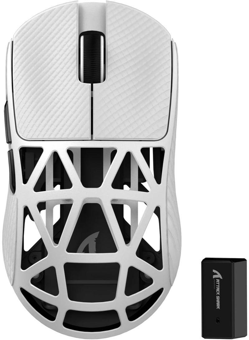 هجوم القرش R2 Gaming Mouse, Magnesium Alloy, Wireless, PAW3950, 8000hz, 2.4G/Bluetooth/USB Wired, 42000DPI, 1.6 oz (45 g), Ultra Lightweight, Optical Micro Switch, Coil Cable, Anti-Slip Tape - Image 1