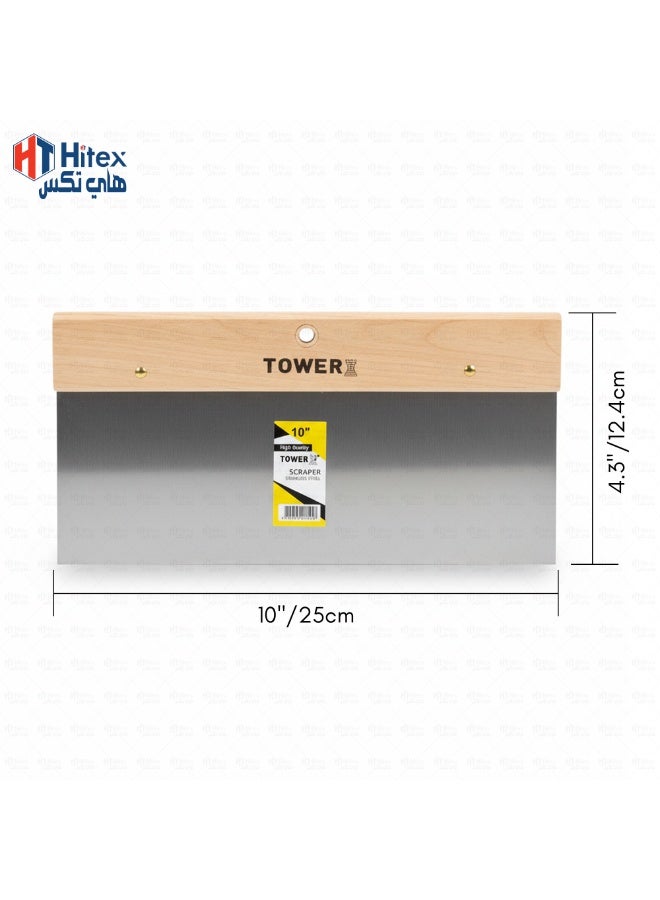 هيتكس مكشطة معجون من الفولاذ المقاوم للصدأ بمقبض خشبي | مكشطة طلاء متينة لإزالة معجون الجدران والجص وورق الجدران والصدأ | أداة احترافية للبناء والأشغال اليدوية (8 بوصات) - Image 3