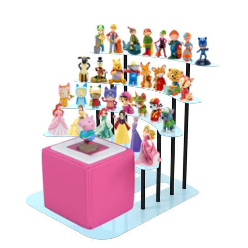 Riuog Metal Bracket for Toniebox,Desk Shelf for Tonies Figures 20-35pcs Storage,Metal Display Stage for Toniebox Player,Children's Room Decorations and Gifts (Blue) - Image 1