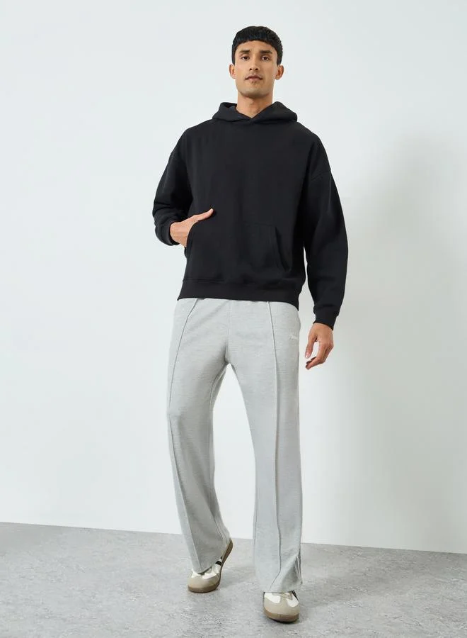 Styli Men Grey Wide Leg Joggers with Side Stripe