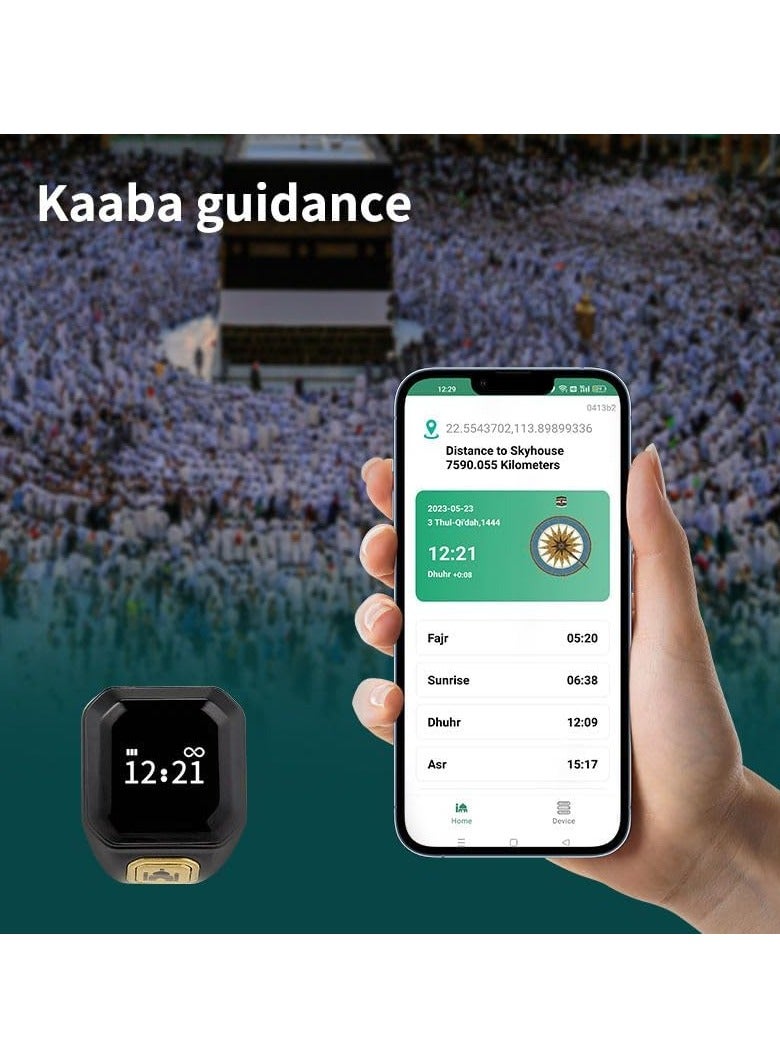 BSTWSH Zikr Ring Smart Ring – 20mm Wearable Tasbih Counter with Vibration Reminder, Bluetooth Connection, IQIBLA App, 5 Daily Prayer Reminders, OLED Display – Stylish & Functional for Modern Muslims - Image 5