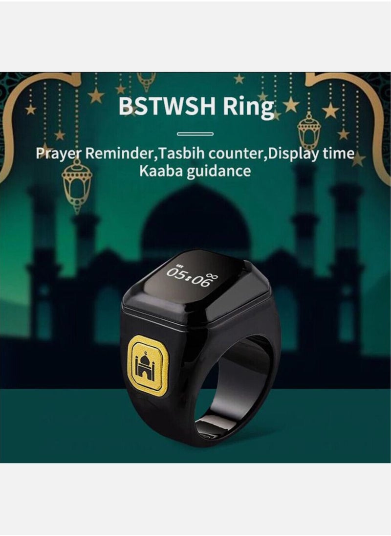 BSTWSH - Zikr Ring Smart Ring – 20mm Wearable Tasbih Counter with Vibration Reminder, Bluetooth Connection, IQIBLA App, 5 Daily Prayer Reminders, OLED Display – Stylish & Functional for Modern Muslims - Image 1