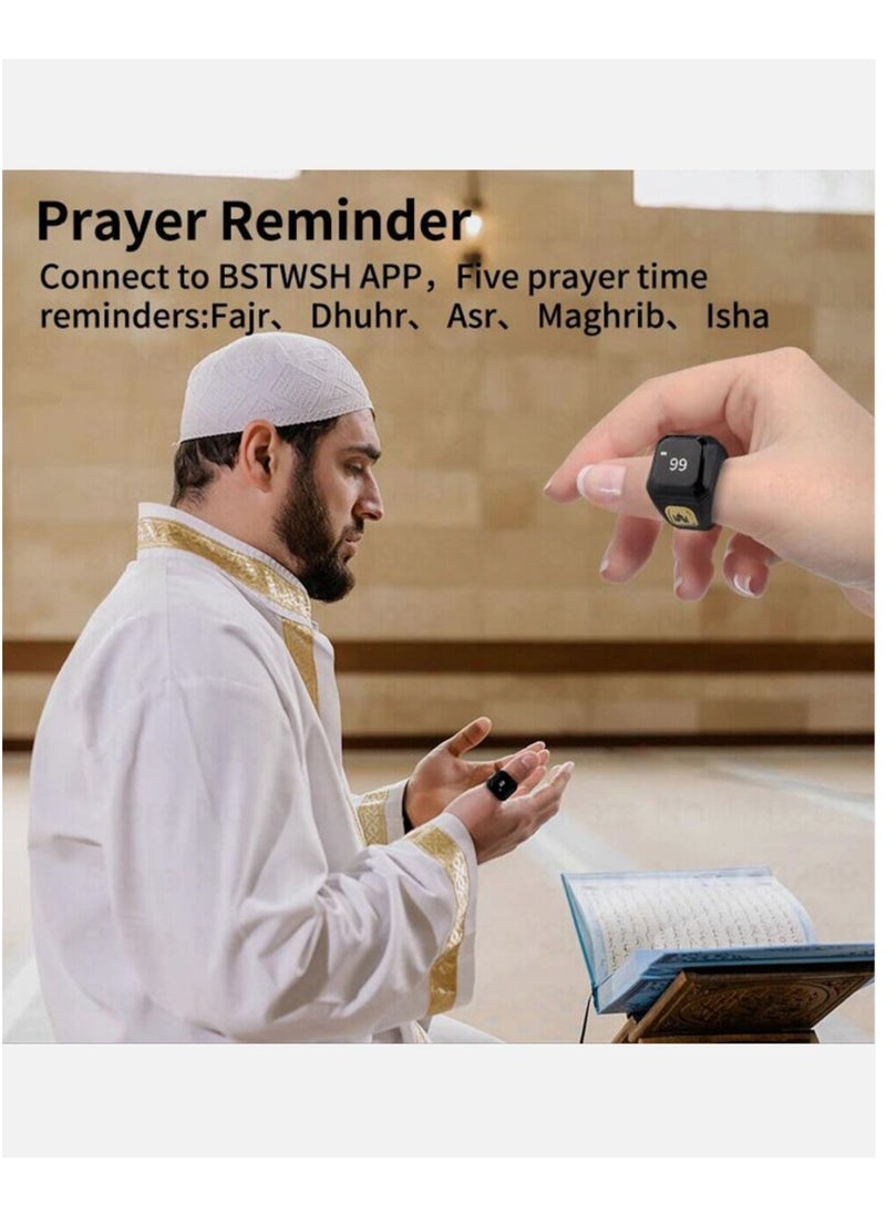 BSTWSH - Zikr Ring Smart Ring – 20mm Wearable Tasbih Counter with Vibration Reminder, Bluetooth Connection, IQIBLA App, 5 Daily Prayer Reminders, OLED Display – Stylish & Functional for Modern Muslims - Image 1