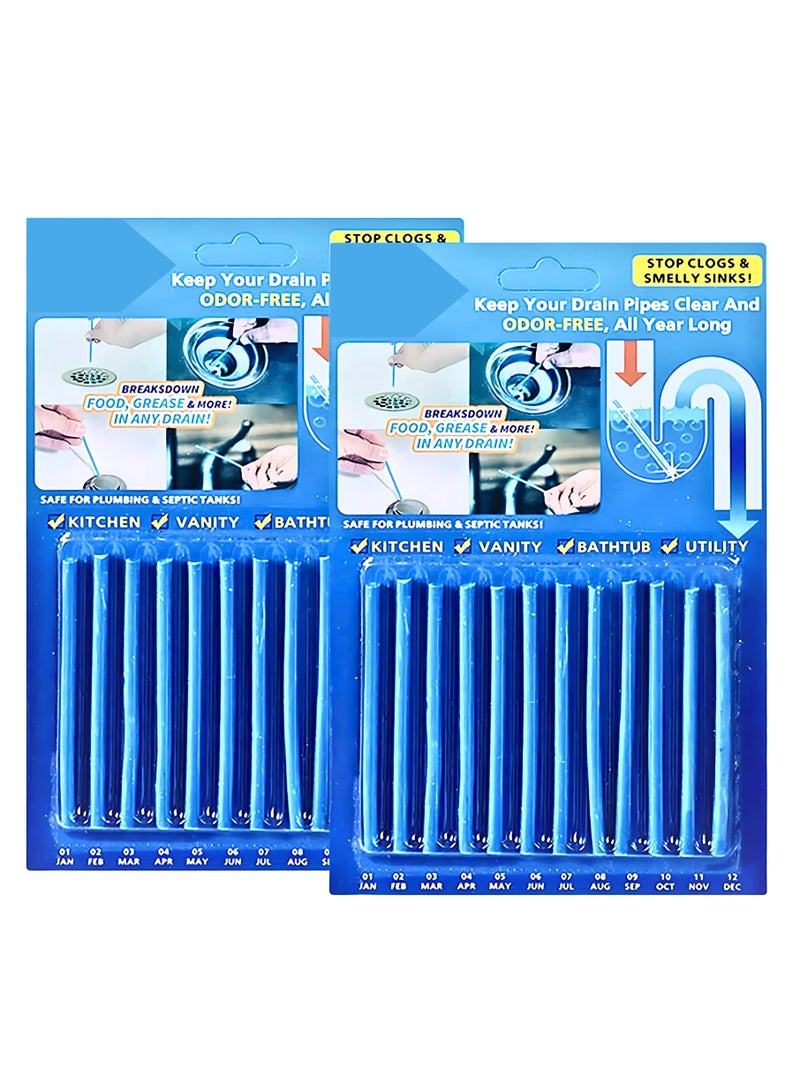ECVV ECVV 24pcs Drain Cleaner Sticks,Sink Cleaner and Deodorizer Sticks for Drains Keeps Drains Clear and Odor-Free for Bathroom, Kitchen, Toilet, Shower Drain Pipe Eliminate Odors Prevent Clogged  - Image 1