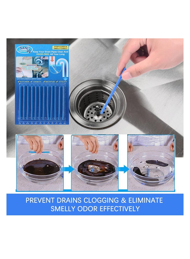 ECVV ECVV 24pcs Drain Cleaner Sticks,Sink Cleaner and Deodorizer Sticks for Drains Keeps Drains Clear and Odor-Free for Bathroom, Kitchen, Toilet, Shower Drain Pipe Eliminate Odors Prevent Clogged  - Image 2