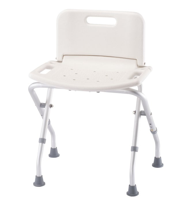 FOLDING BATH SEAT WITH BACK SUPPORT PORTABLE SHOWER BENCH WHITE